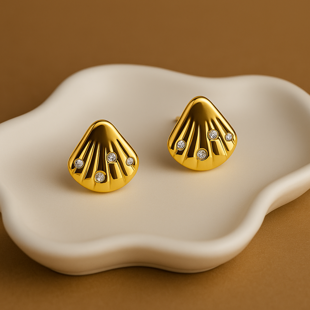 Golden Shell Studs - Image 3