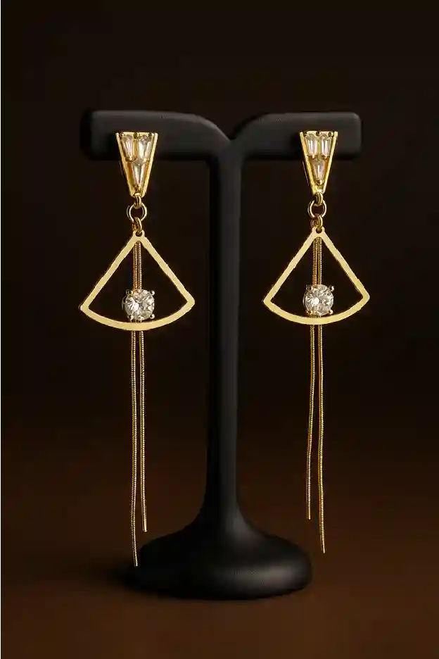Geometric Gold Dangler Earrings