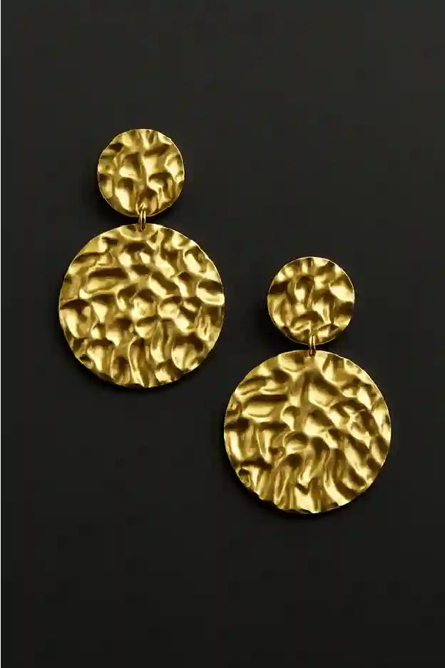 Textured Disc Statement Earrings - Image 3