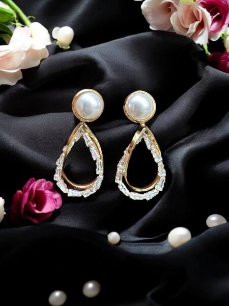 Premium 18K gold plated shiny hoops with crystal detailing – stylish lightweight earrings for festive and casual wear