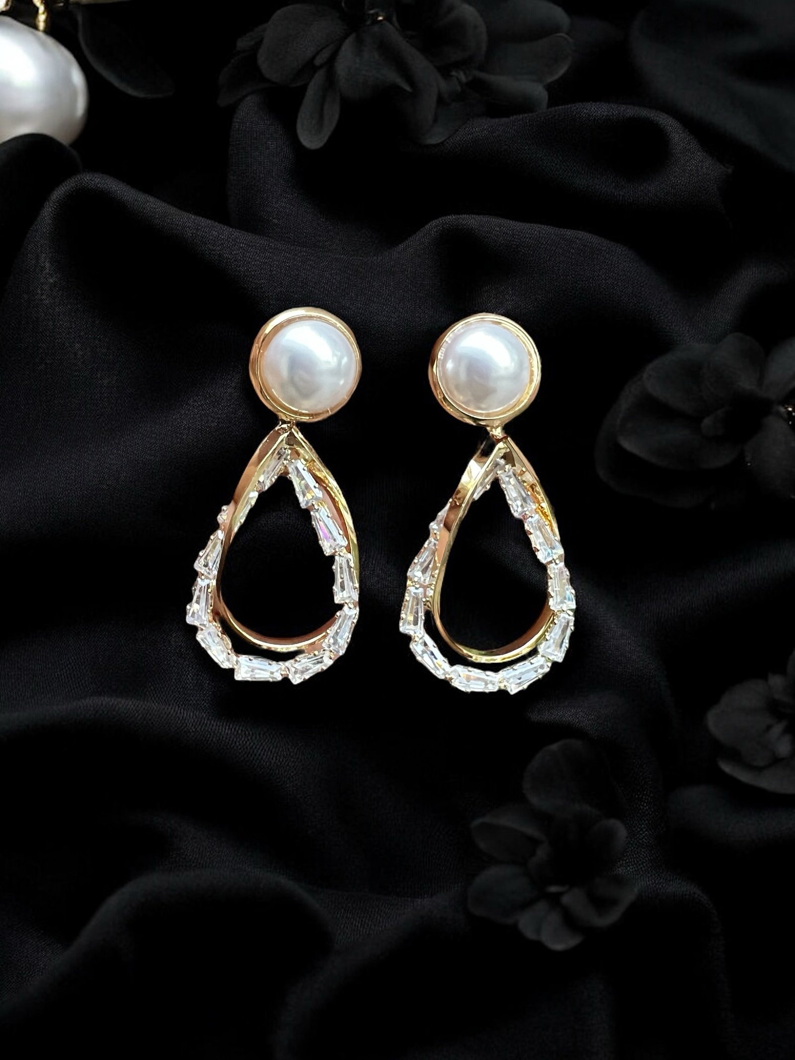 Pearl Diamond Earrings - Image 2