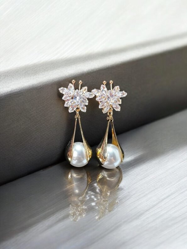 Premium 18K gold plated shiny hoops with crystal detailing – stylish lightweight earrings for festive and casual wear