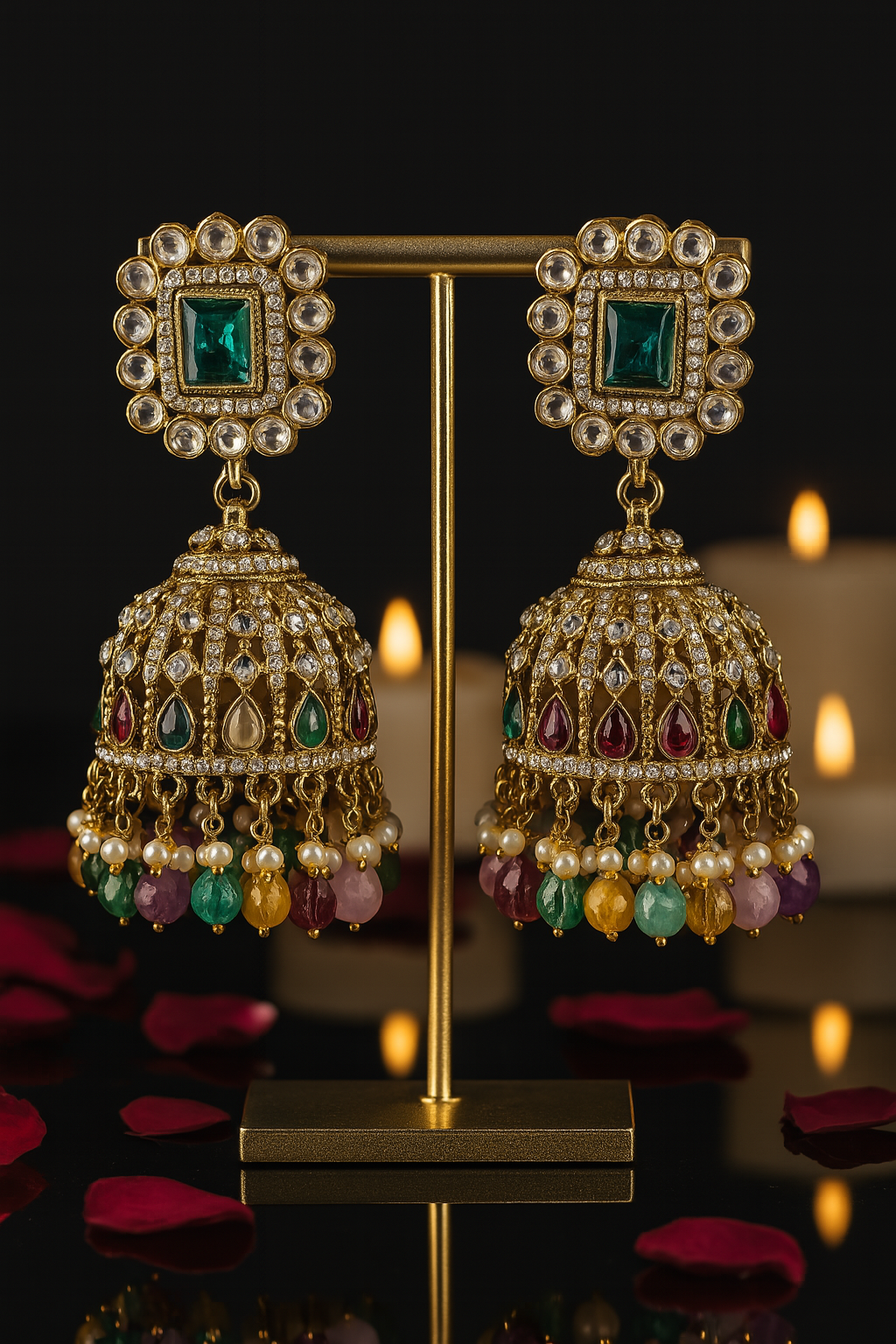 Noor-e-Rang Jadau Jhumka Earrings