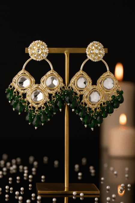 Meherba Kundan Emerald Chandbali