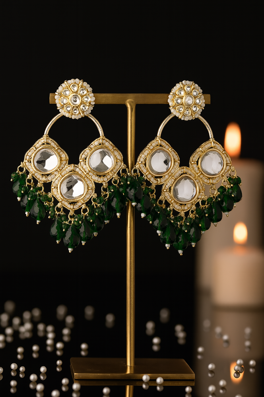 Meherba Kundan Emerald Chandbali