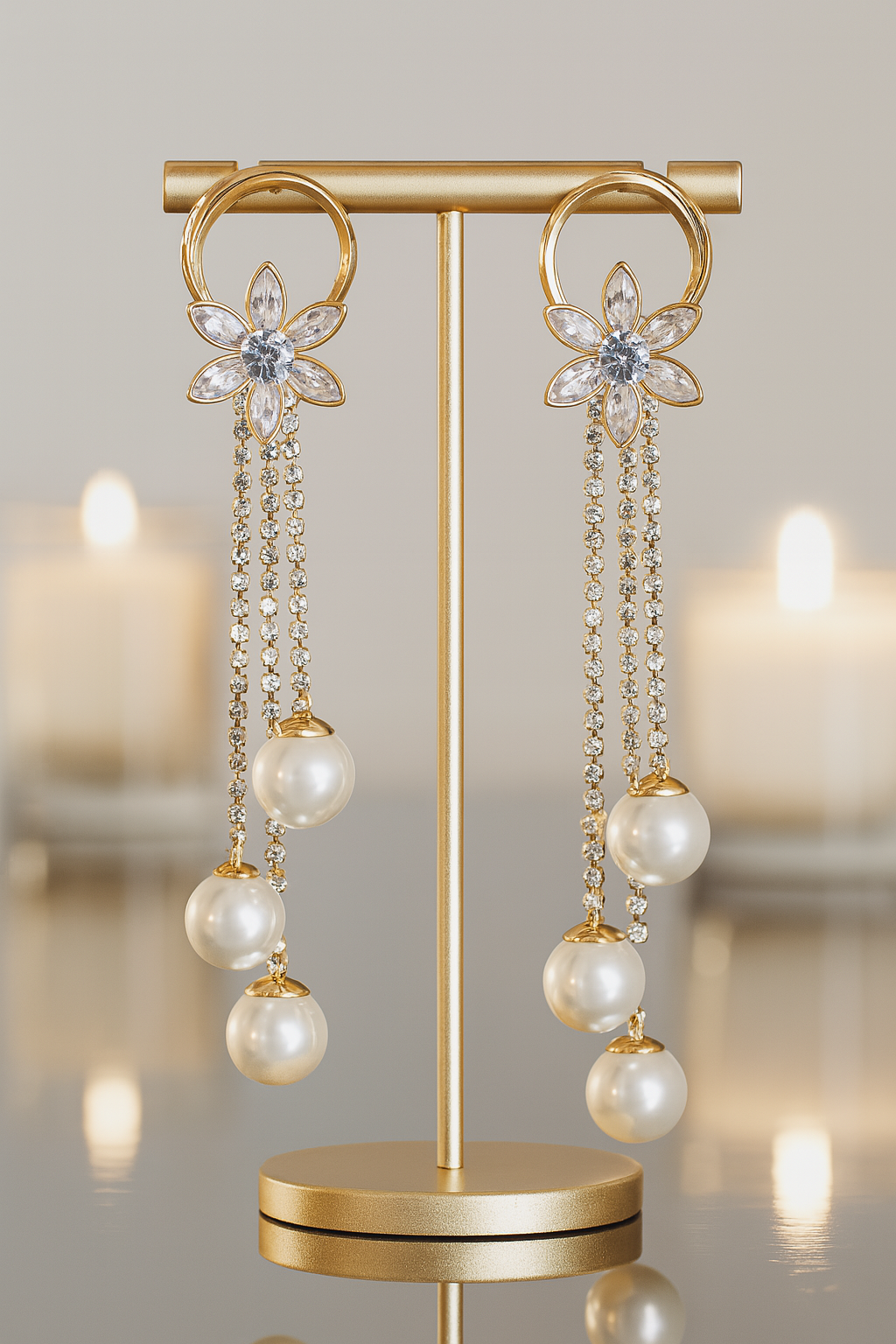 Bloom Diamond & Pearl Drop Earrings