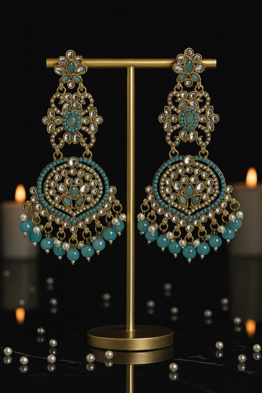 Aqua Meher Polki Chandbali