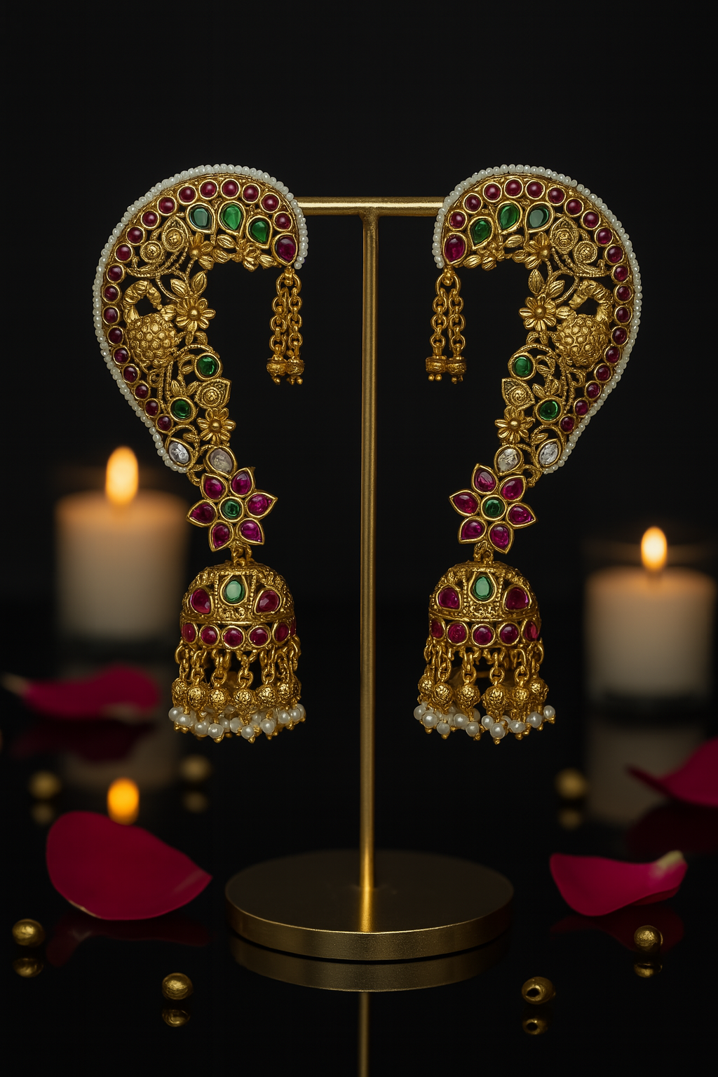 Aabha Peacock Royale Jhumka Earrings