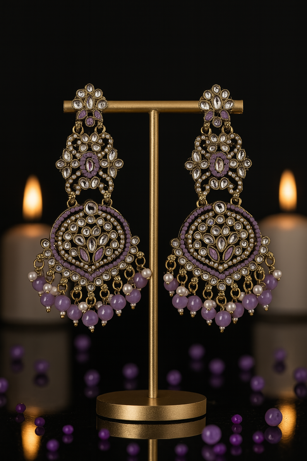 Noor-e-Lavender Chandbali Earrings