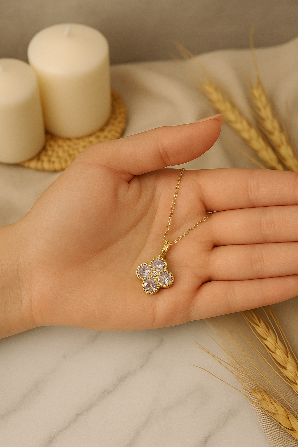 Blush Clover Gold Necklace - Image 2