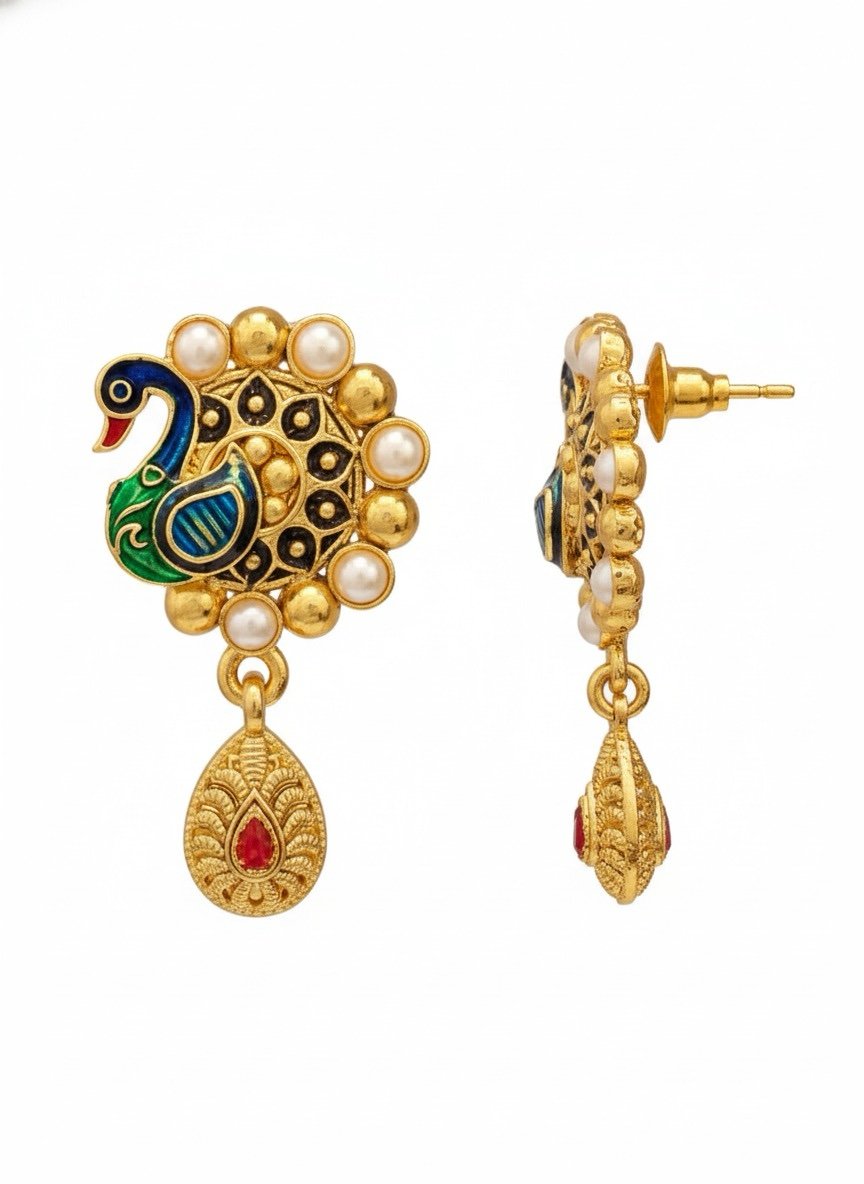 Enamel Peacock Necklace Set - Image 5