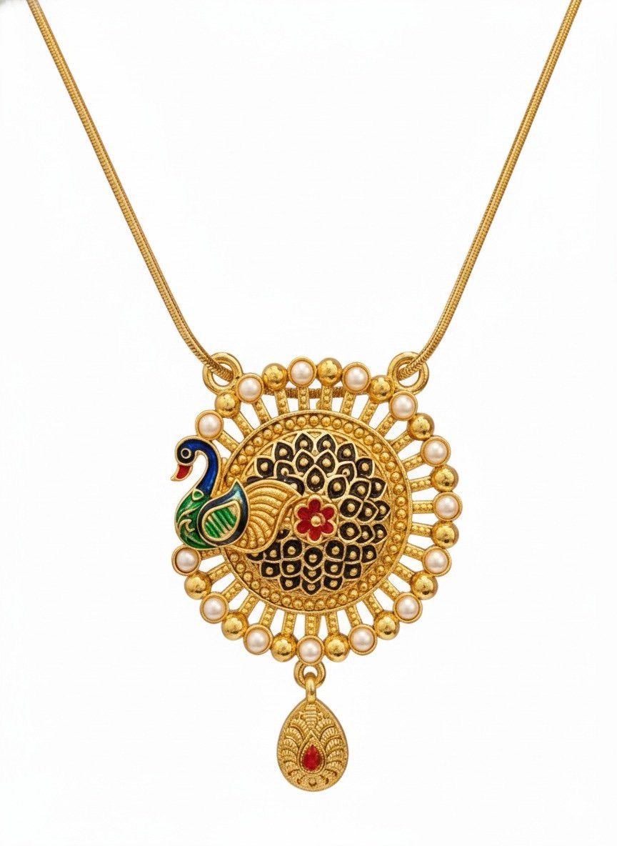 Enamel Peacock Necklace Set - Image 4