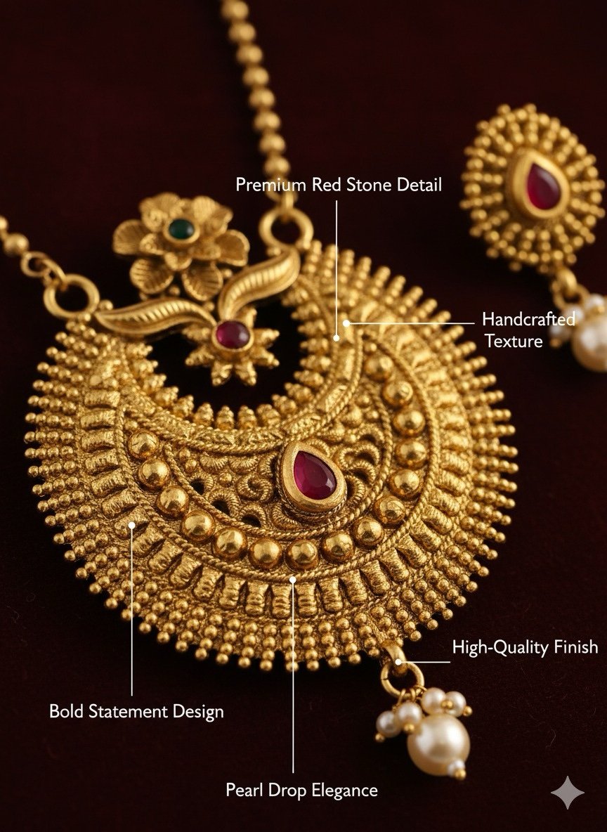 Antique Round Temple Necklace - Image 2