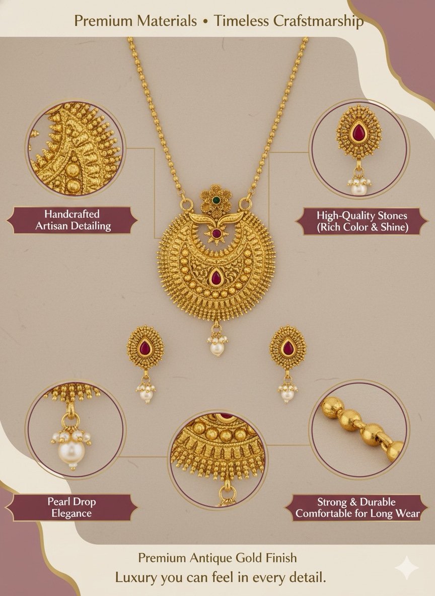 Antique Round Temple Necklace - Image 4