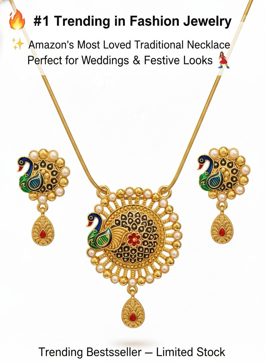 Enamel Peacock Necklace Set - Image 6