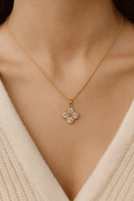 Blush Clover Gold Necklace for Women