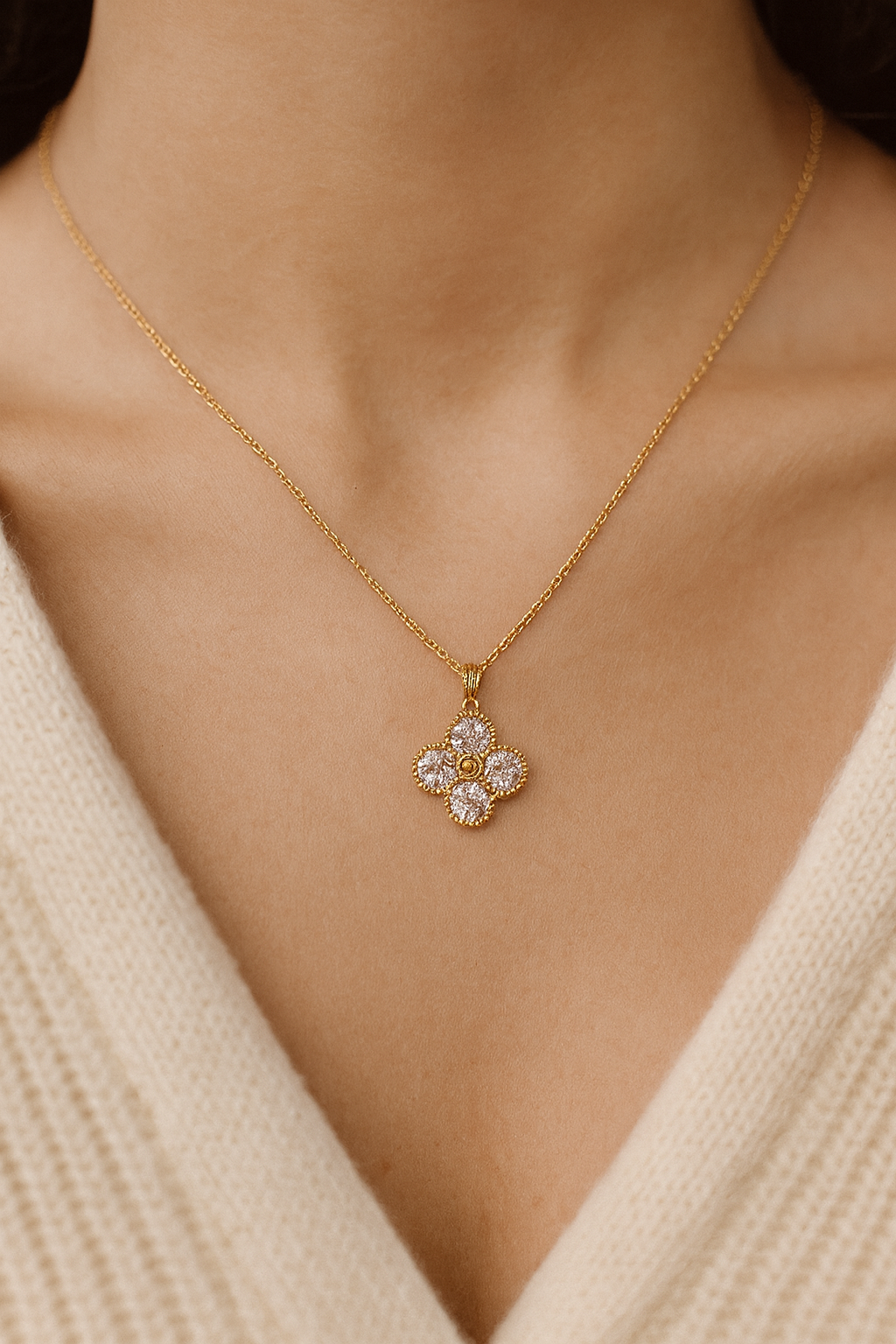 Blush Clover Gold Necklace