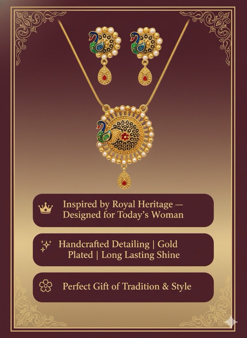 Enamel Peacock Necklace Set - Image 3