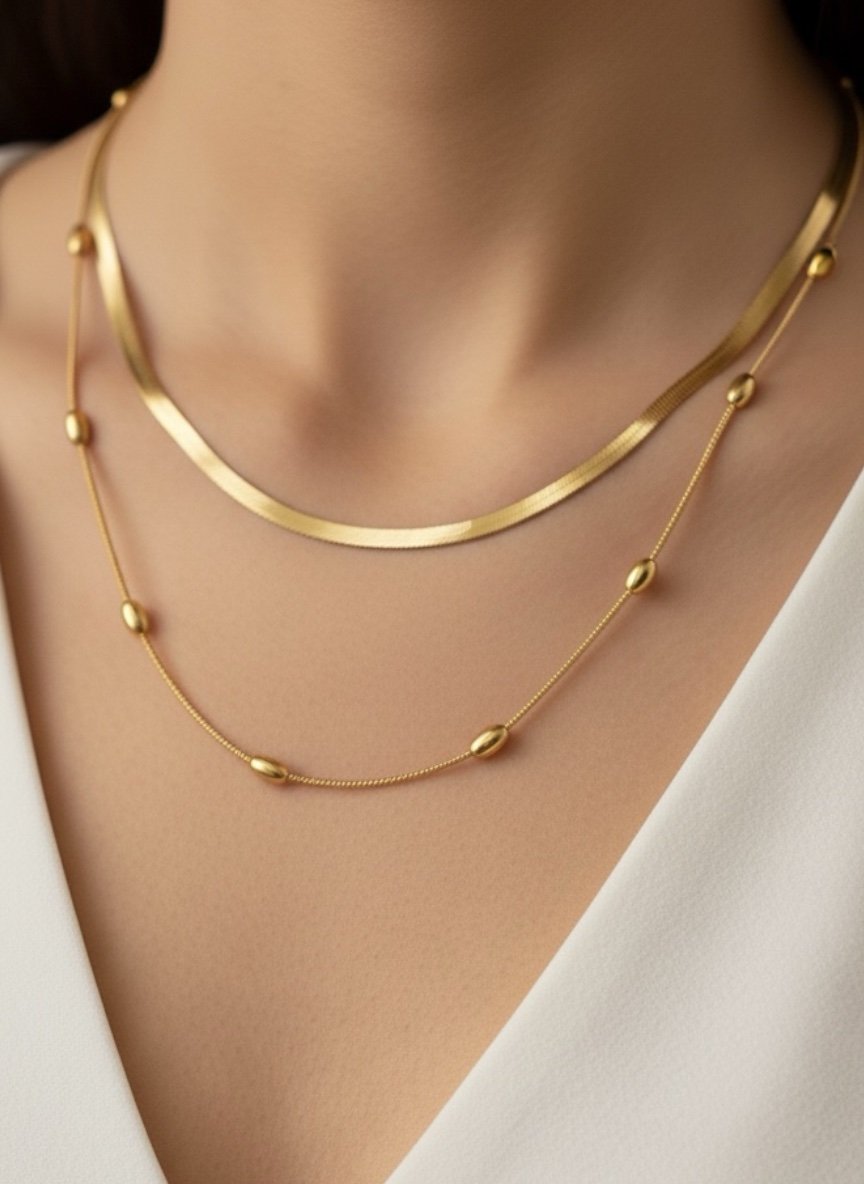 Dual Layer Elegant Gold Necklace - Image 2