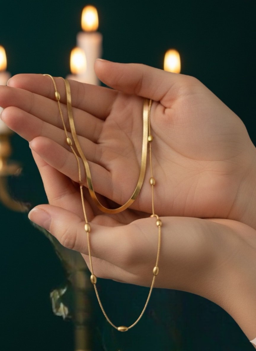 Dual Layer Elegant Gold Necklace - Image 3