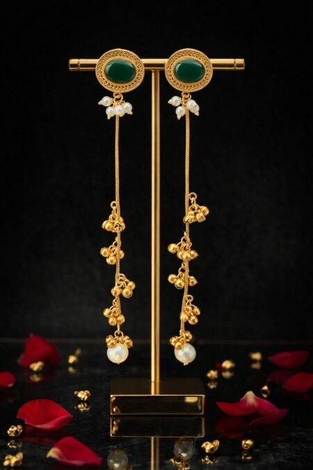 Kashmiri Matte Pearl Drop Long Jhumka