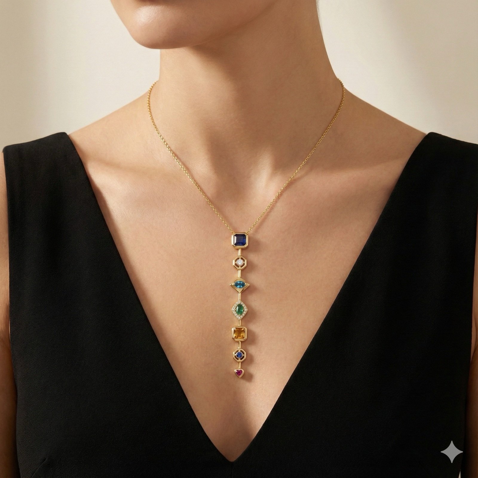 Seven Stone Harmony Gold Pendant Necklace - Image 3