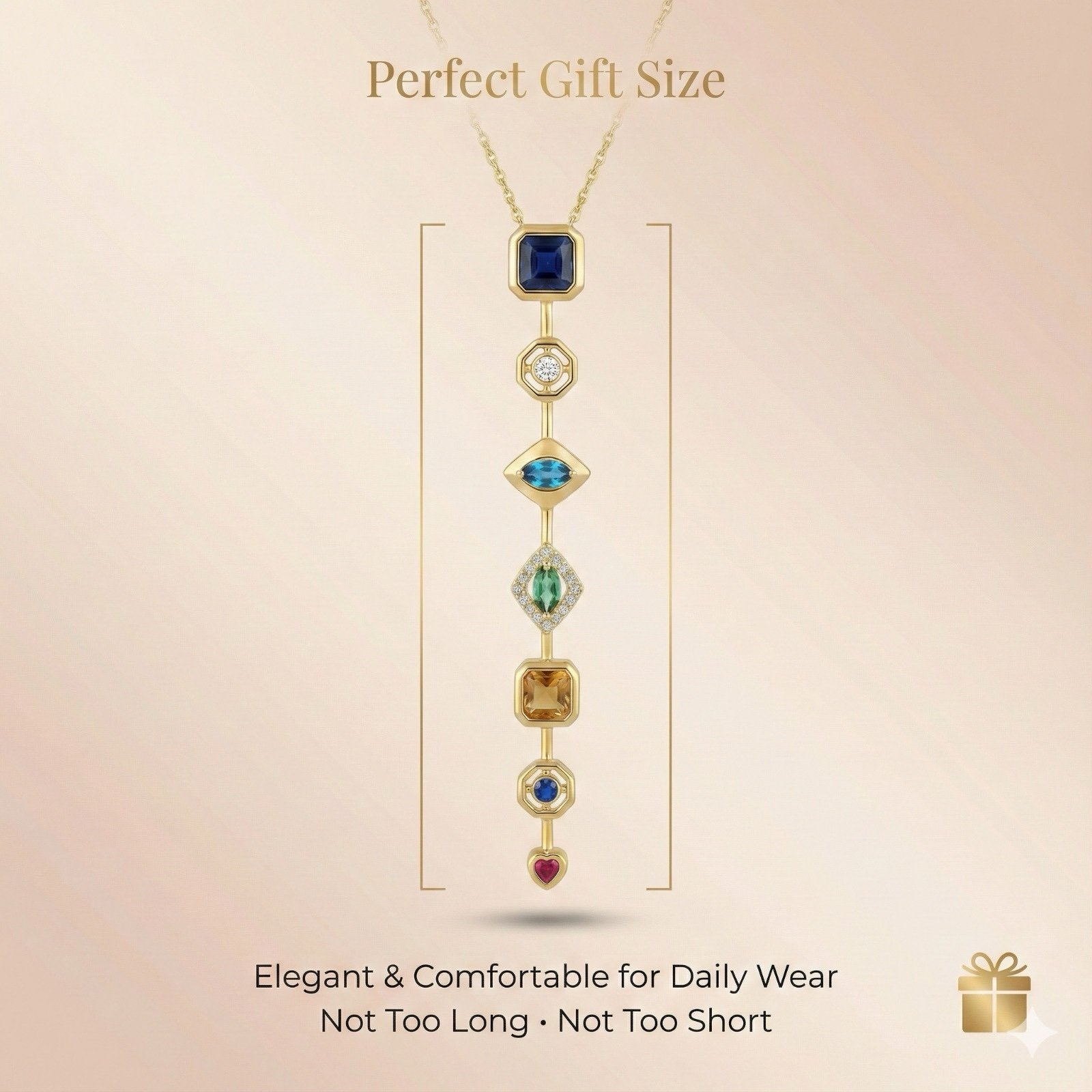 Seven Stone Harmony Gold Pendant Necklace - Image 5