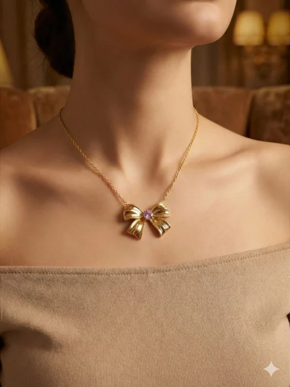 cute bow pendant necklace for girls