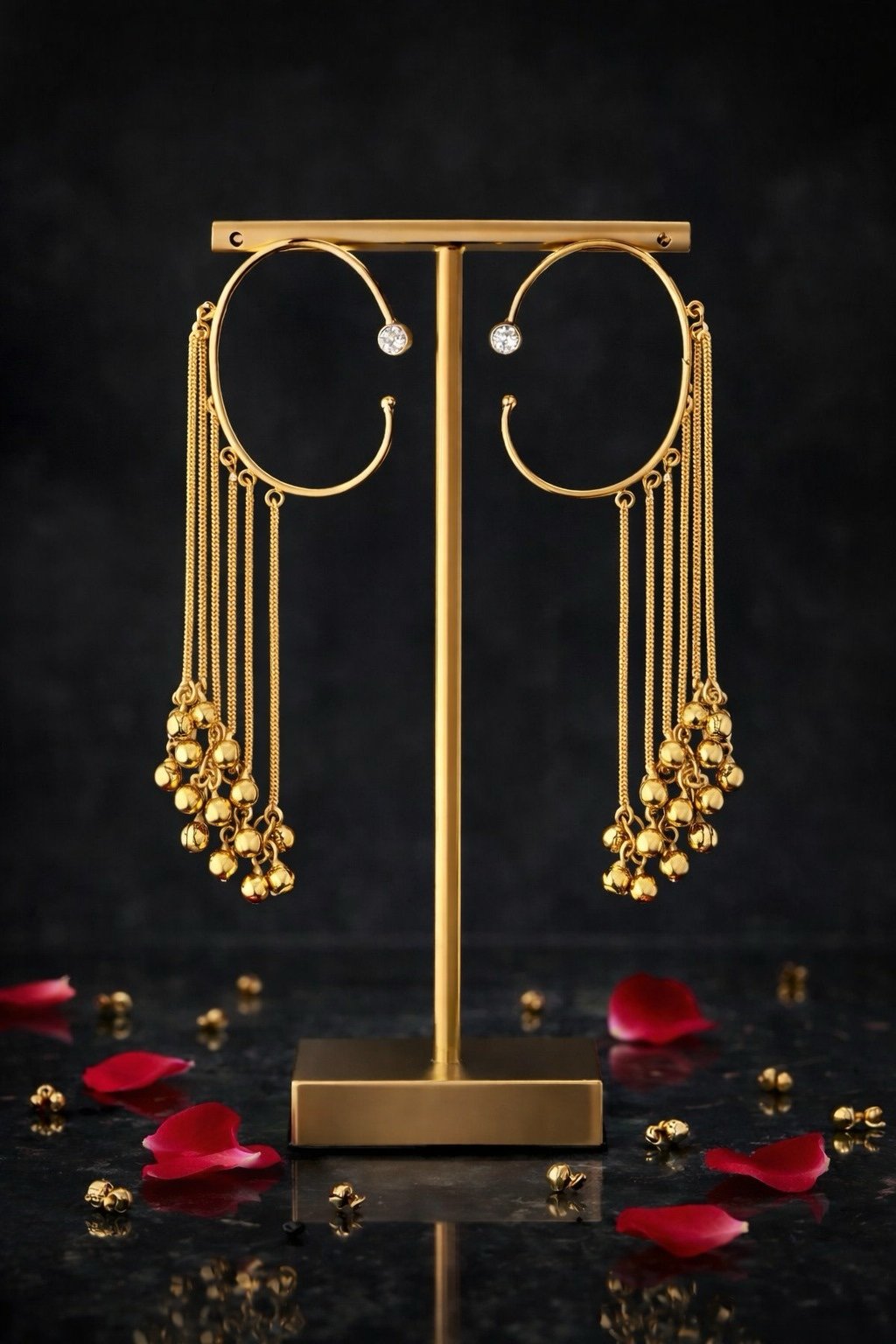 Golden Cascade Chain Ear Cuff Earrings - Image 4