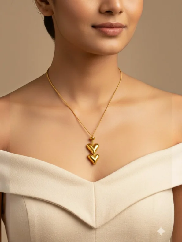 Adjustable Heart Pendant Necklace for women gold plated