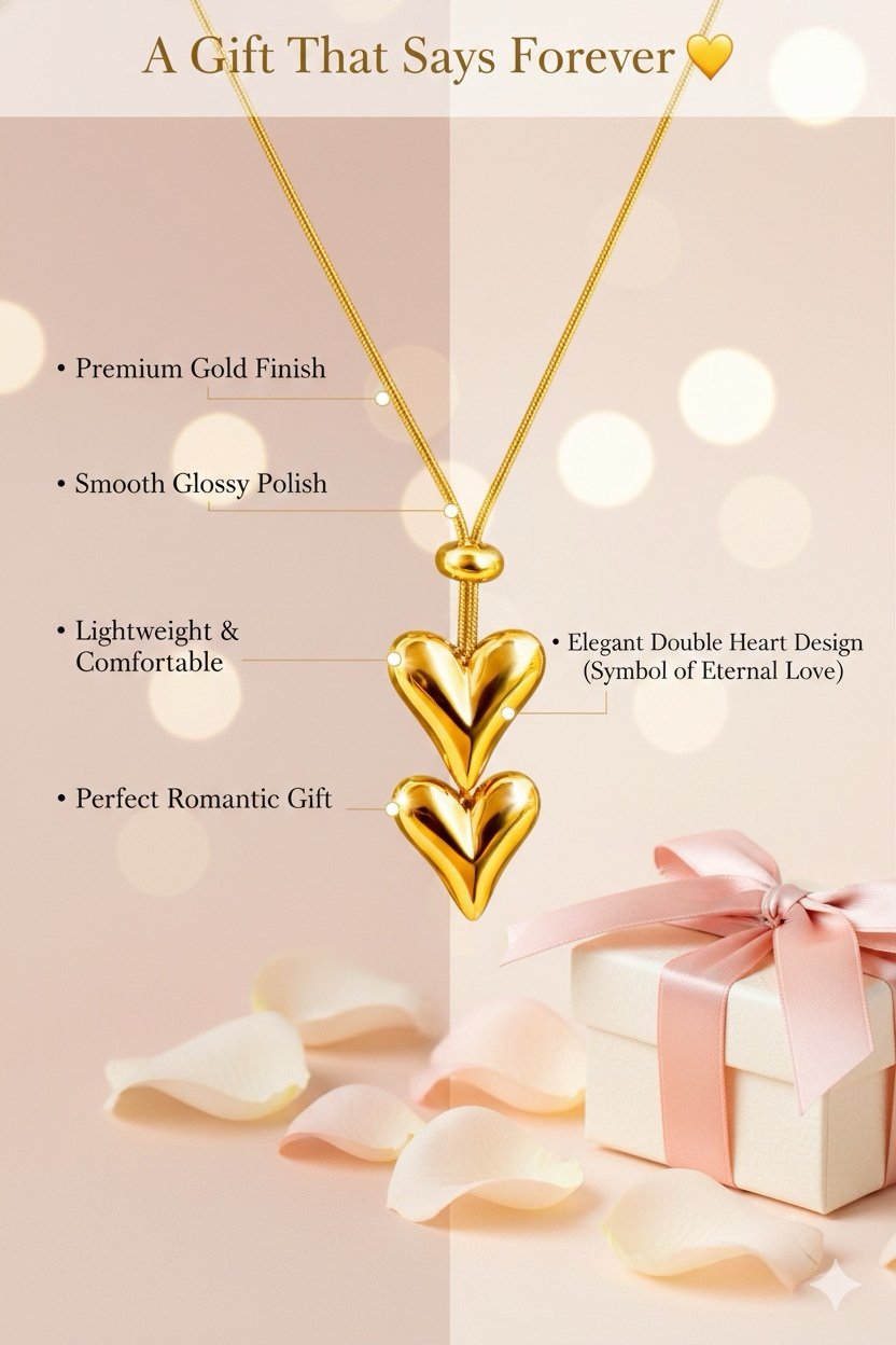 Adjustable Heart Pendant Necklace – Romantic 18K Gold Plated Gift for Women Under ₹600 - Image 3
