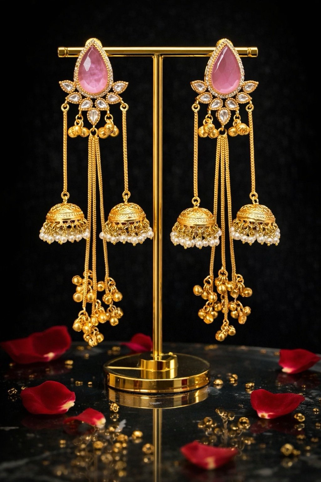 Kashmir Noor Bridal Jhumka Earrings - Image 2
