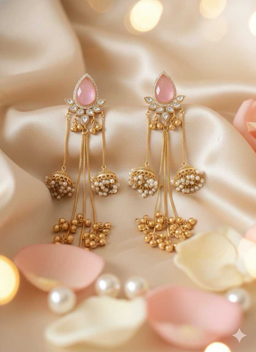 Kashmir Noor Bridal Jhumka Earrings - Image 4