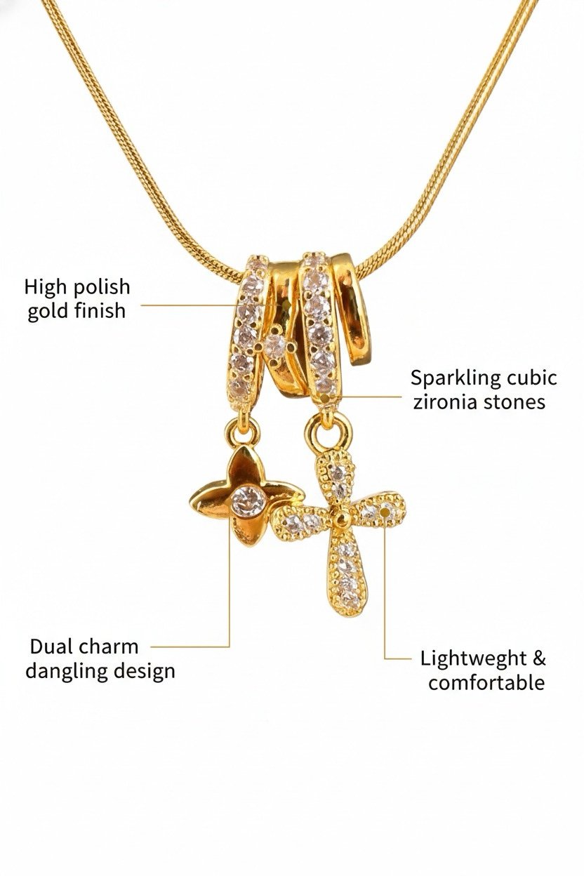 Celeste Anti-Tarnish Dual Charm Necklace - Image 4