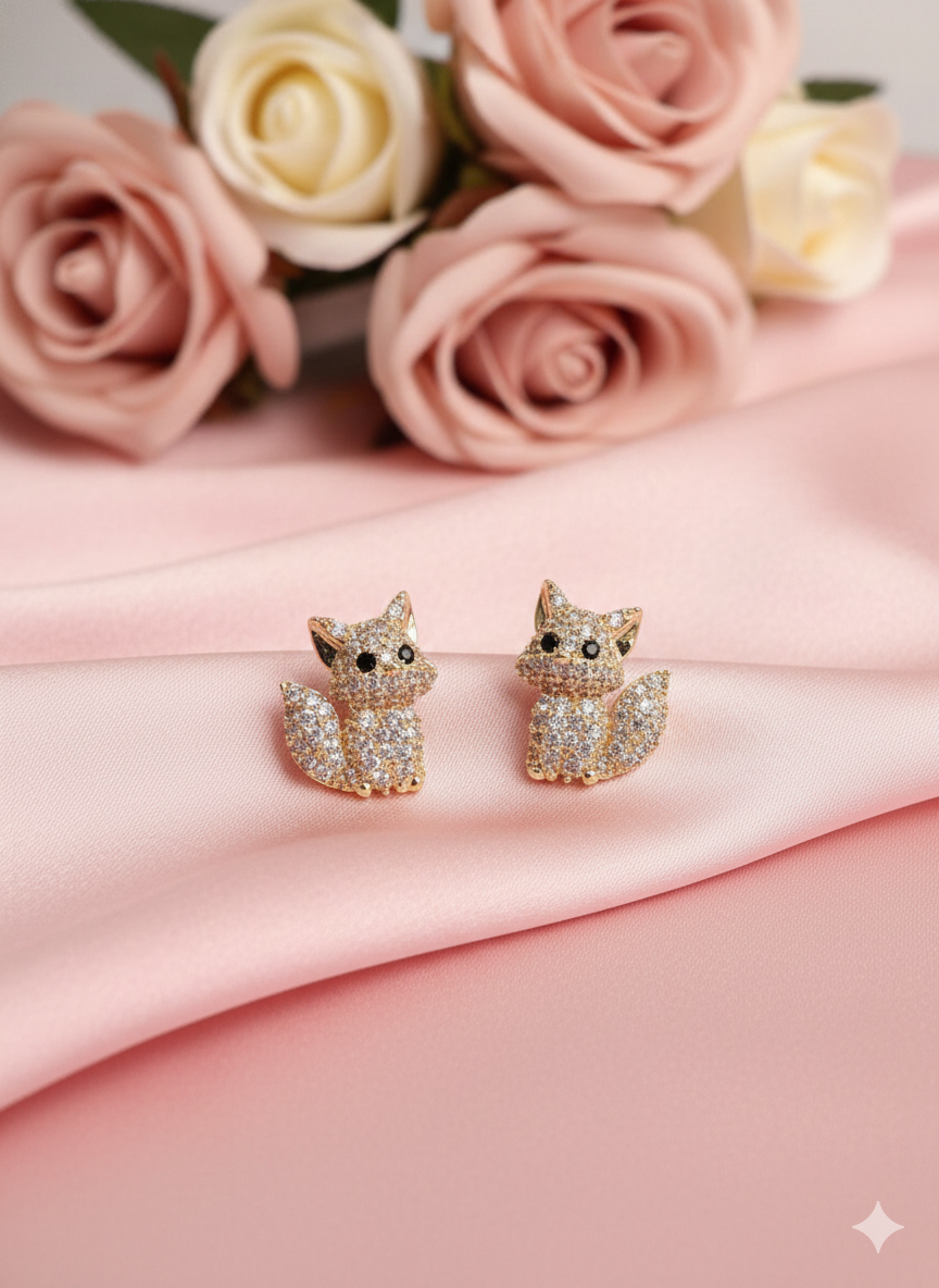 Premium 18K Gold Plated Anti Tarnish Stud Earrings Under ₹500 | Trendy Cute Cat Earrings for Girls - Image 4