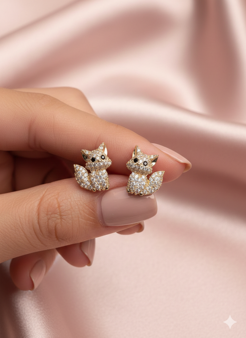 Premium 18K Gold Plated Anti Tarnish Stud Earrings Under ₹500 | Trendy Cute Cat Earrings for Girls - Image 3