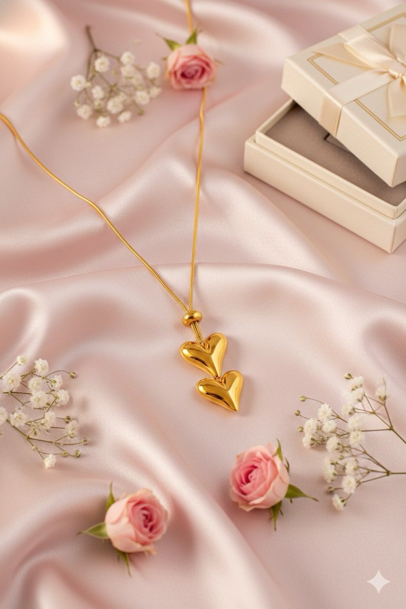 Adjustable Heart Pendant Necklace – Romantic 18K Gold Plated Gift for Women Under ₹600 - Image 5