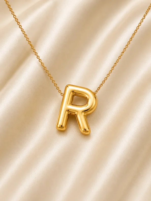 R initial pendant necklace