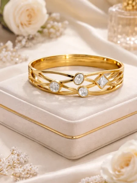 Luxury Geometric Crystal Gold Bracelet for Women
