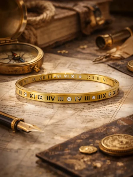 gold plated Roman number bracelet for women
