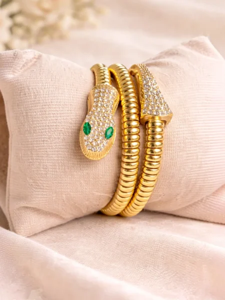 gold snake design bracelet for women