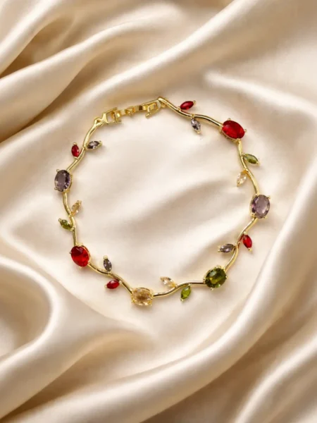 multicolor stone gold bracelet for women
