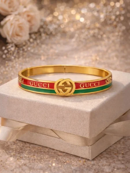 Luxury Italian Stripe Designer Gold Bracelet for Women