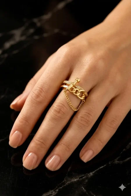 Luxury Gold Chain Design Adjustable Ring