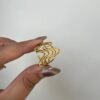 Elegant Gold Wave Adjustable Statement Ring for Women