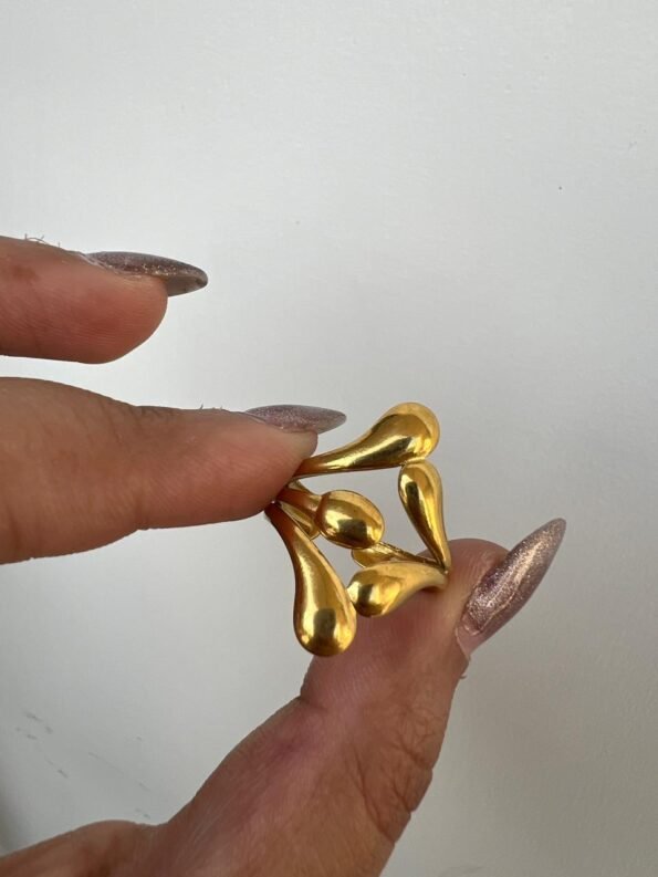 Elegant Gold Abstract Drop Adjustable Ring for Women