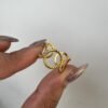 Elegant Gold Interlocking Circle Statement Ring for Women with Modern Design