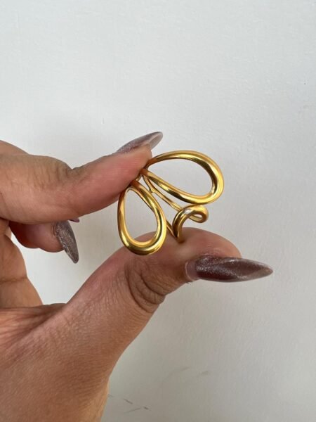Elegant Gold Abstract Loop Adjustable Ring for Women