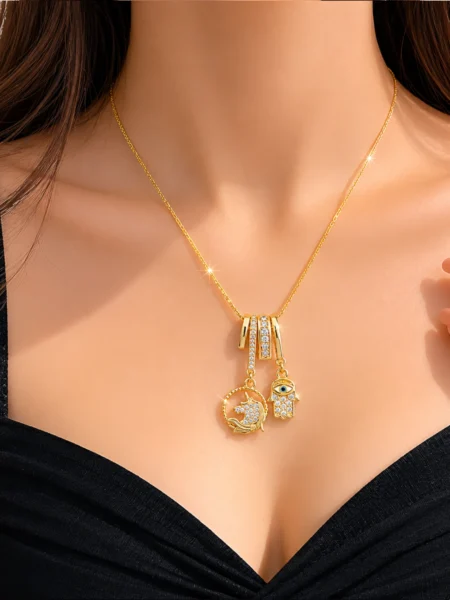 Anti Tarnish Gold Plated Evil Eye Pendant Necklace