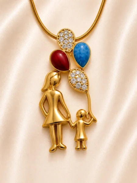 Mother Daughter Pendant Necklace Gold Plated Jewelry for Women
